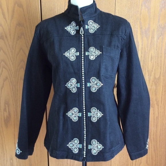 Christine Alexander Denim Embellished Jacket Sz-M - Picture 1 of 6